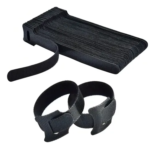 Pack 100u Amarra Cables Bridas Velcro Negro Cinta | Cuotas sin interés