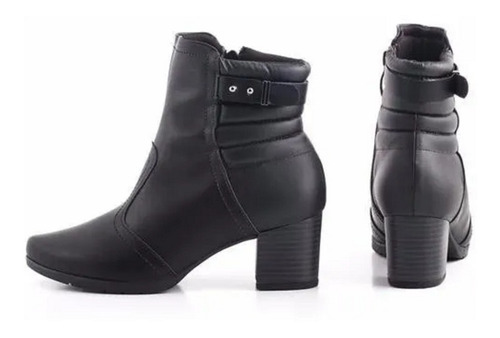 Bota Piccadilly Negra Con Taco Y Acolchado Atrás Art.331010