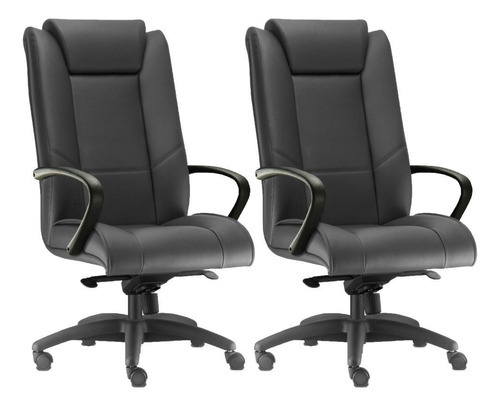 Kit 02 Cadeiras Presidente New Onix Couro Eco Preto Material do estofamento Couro sintético