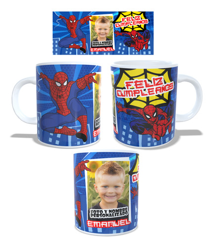 Mug Hombre Araña Personalizado Foto Y Nombre Taza Regalo