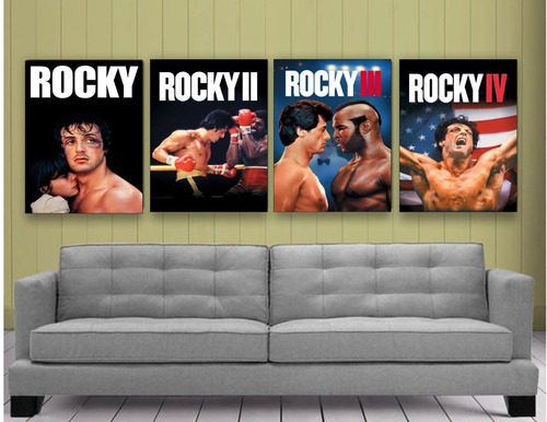 Cuadros Vintage (x2) Rocky Balboa Peleas Pelicula 27x42