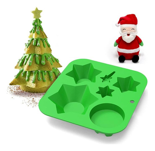 Molde Silicona Con Forma Estrella Arbol Navidad 3d 6 Cavidad
