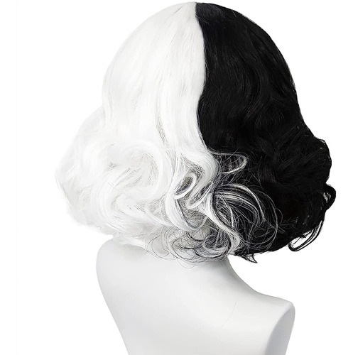 Imagen 3 de 8 de Cruella Devil Same Peluca+gorra De Peluca Cosplay Fiesta De