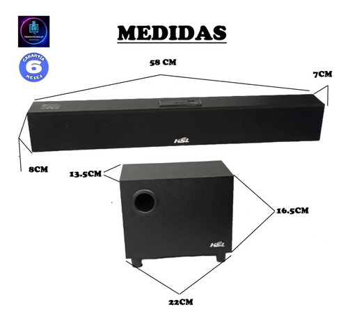 Imagen 3 de 8 de Parlante Barra Sonido Subwoofer Tv / Bluetooth / Usb / 3.5mm