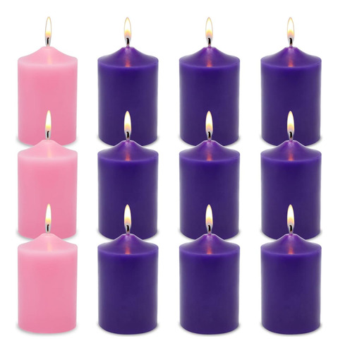 Vela De Adviento De 2×3 Pulgadas, 9 Velas De Pilar Có...