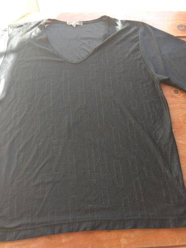 Remera Negra Hilo De Seda Xl