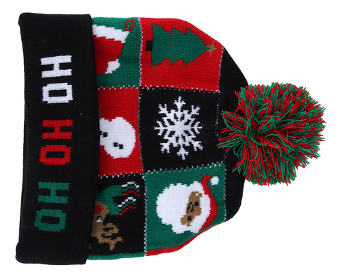 Gorro Tejido Abrigado De Invierno Con Diseño Navideño