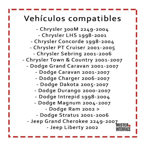 Imagen 2 de 9 de Interface Comando Volante Chrysler Dodge Jeep Ch00c