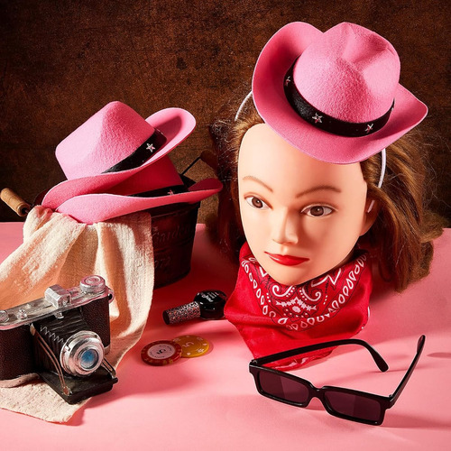 Diadema Para Fiesta De Vaquero Con Sombrero Rosa 3 Piezas