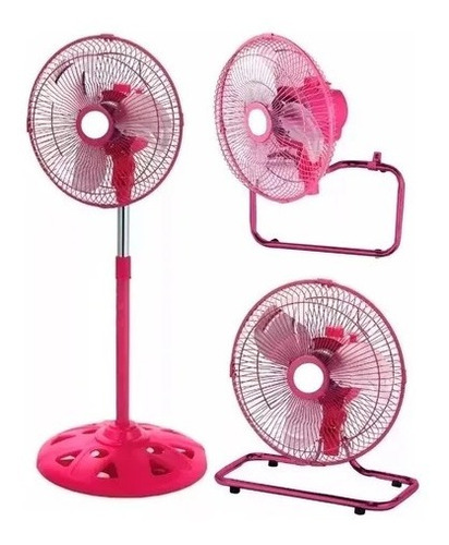 Ventilador 3 En 1 Mini Pared Piso Pie Hytoshy 10´ Pulgad 65w Color De La Estructura Rosa Frecuencia 50hz Cantidad De Aspas 3 Color De Las Aspas Plateado Diámetro 28 Cm Material De Las Aspas Acero