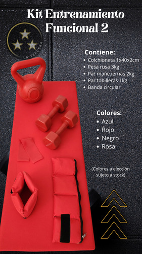 Kit Entrenamiento. Gimnasio En Casa. Fitness Rojo