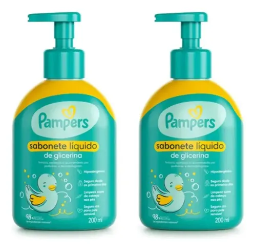 Kit 2 Sabonete Infantil Liquido De Glicerina Pampers 200ml
