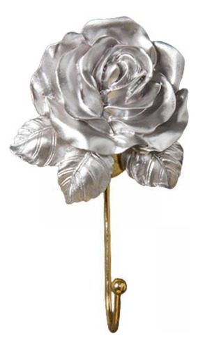 2 Gancho De Rosa Organizador Decoración De Pared Plata