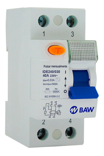 Interruptor Disyuntor Diferencial Bipolar 2x40a 30ma Baw
