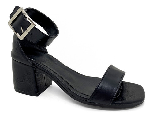 Imagen 2 de 6 de Sandalias Mujer Noche Fiesta Talon Hebilla Taco 6 Cm Vestir