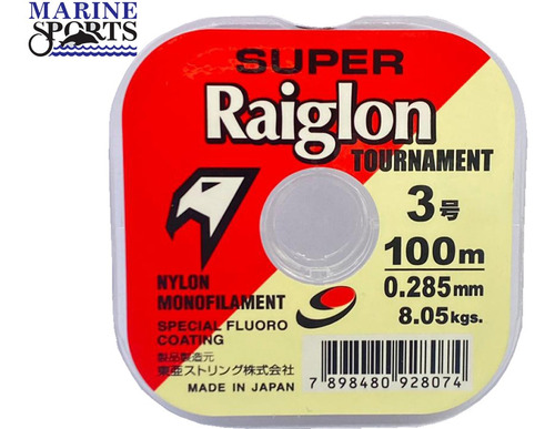 Linha Monofilamento Super Raiglon Branca 0,285mm 18lb 100mts