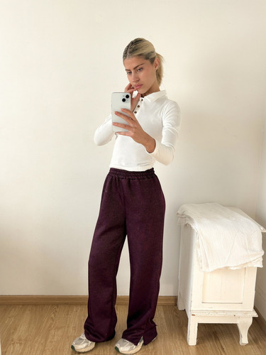 Pantalón Palazo Mujer Lanilla Abrigado Oversize