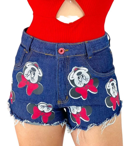Imagem 1 de 3 de Shorts Jeans Feminino Cintura Alta Desfiado Hot Pants St011