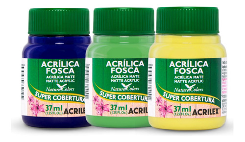 Kit 3 Tinta Acrílica Fosca 37ml Acrilex Escolha As Cores