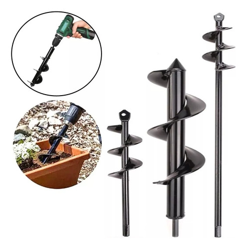 Pack 3 Pcs Brocas Ahoyador Plantar Jardín Para Taladro Común