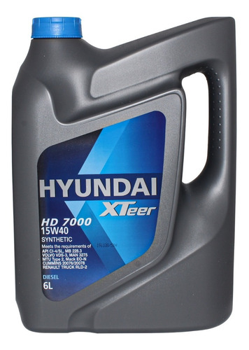 Aceite 15w-40 Hyundai Xteer Hd 7000 Ci-4/sl 6 Litros