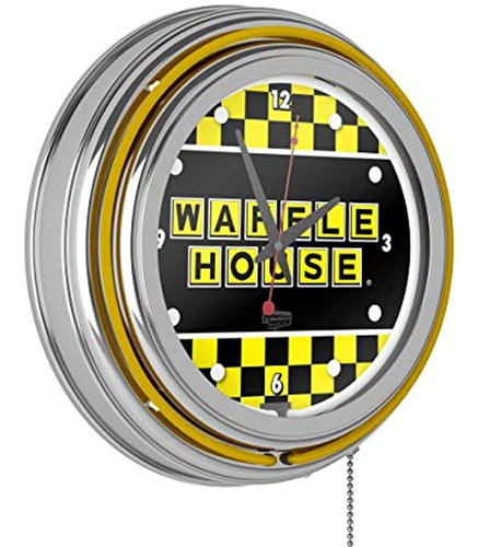 Waffle Camara A Cuadros Cromado Doble Anillo Reloj De Neon