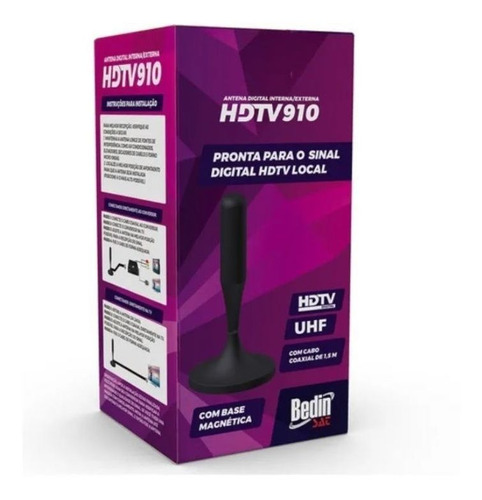 Antena Tv Conversor Digital Hdtv Interna Externa Cabo 1,5m