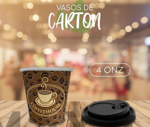 Vasos De Cartón Para Café 4 Onzas Con Tapas Por Paquete 