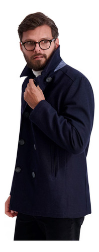 Peacoat Nautica Para Hombre, Clásico, Con Doble Botonadura,