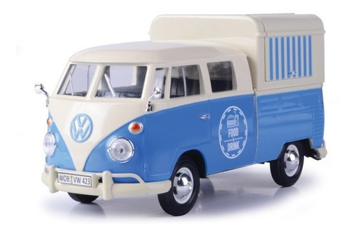 Combi Auto Vw Volkswagen Food Truck Coleccion 1/24 Motormax Color Celeste