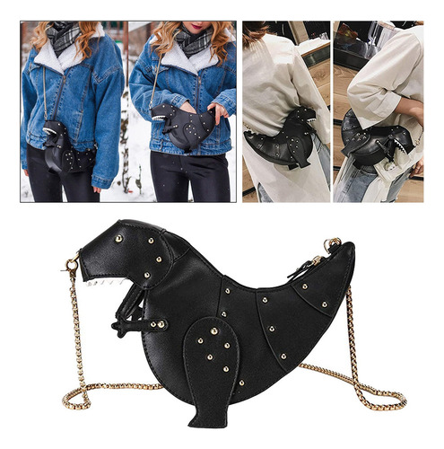 Mujeres Lindo Dinosaurio 3d Bandolera Remache Chic Cadena
