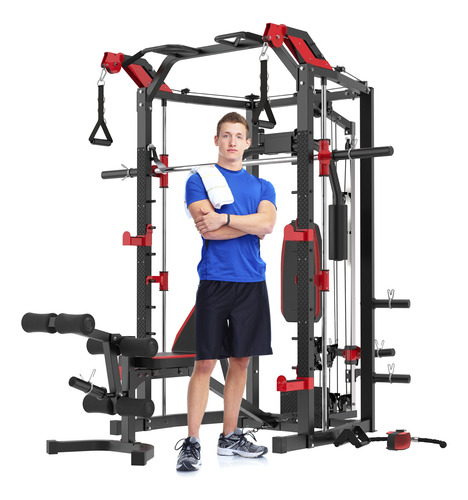 Jaula Power Rack Smith Con Banco Ajustable - Sid-s8700