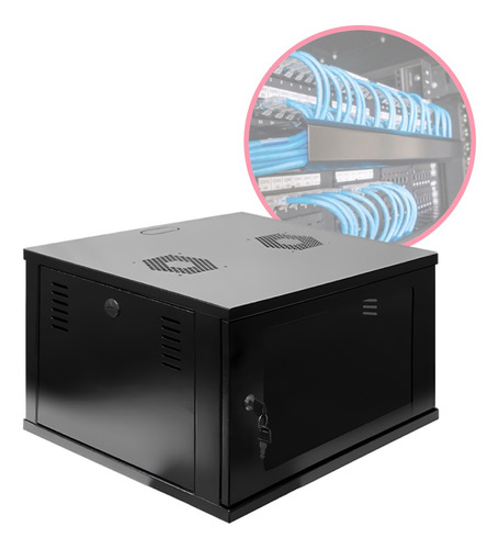 Mini Rack / Parede 6u X 670mm Desmontável Cor Preto