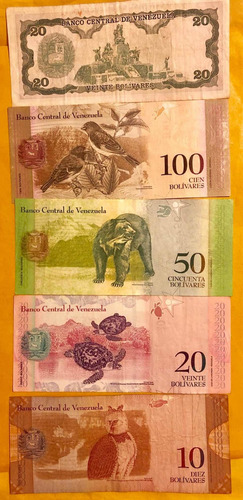 Lote De 5 Billetes De Venezuela (Usado)