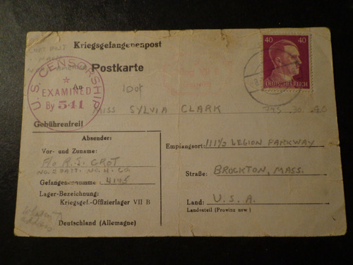 Alemania-1917-hasta Boston/usa- Censura Americana