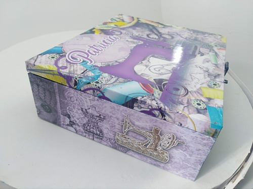 Imagen 3 de 10 de Costurero De Madera Vintage Violeta Con Divisiones