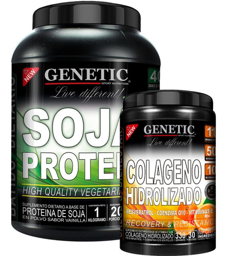 Dieta Veganos Proteína Soja 1k Colágeno Resveratrol Genetic