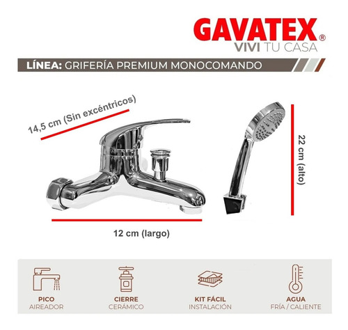 Imagen 3 de 10 de Grifería Baño Ducha Canilla Monocomando C/transferencia Gx
