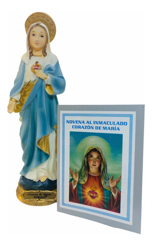 Inmaculado Corazón De María En Porcelana 23cm + Novena