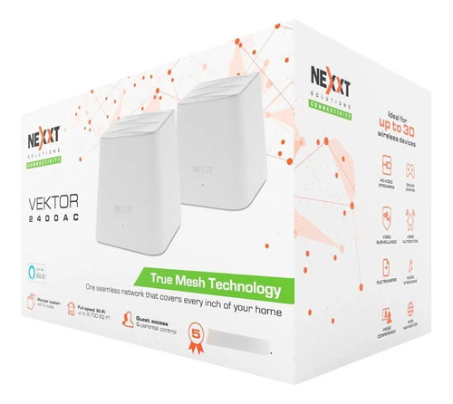 Extensor Wifi Nexxt Vektor Mesh 2 Nodos Dual Band 1200mbps