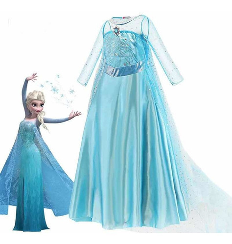 Vestido Princesa Elsa Frozen Niña + Corona + Cetro