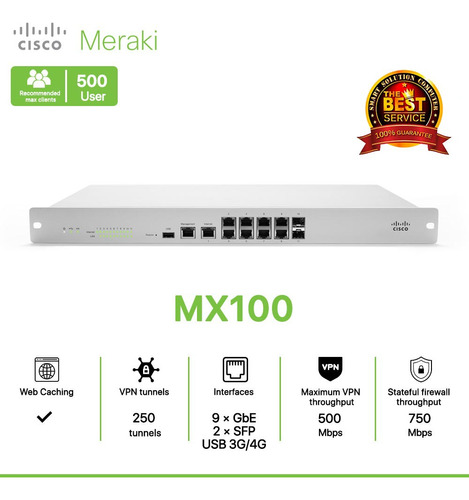Cisco Meraki Mx100 - Solución De Seguridad Avanzada