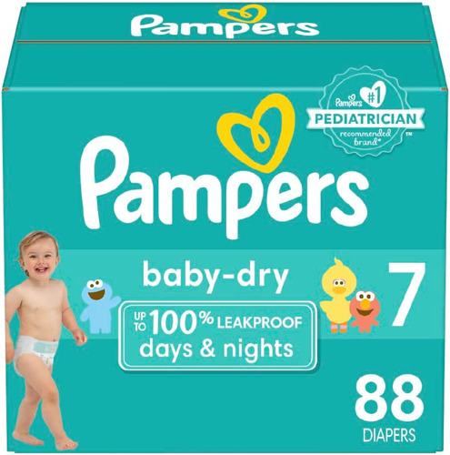 Pampers Baby Dry Diapers, Pañales Talla 7, 88 Unidades Género Sin Género Tamaño 7