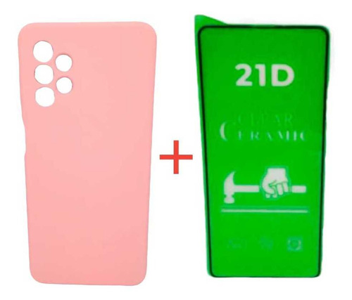  Silicone Case Cerrado Para Samsung A52s Y Vidrio Ceramico