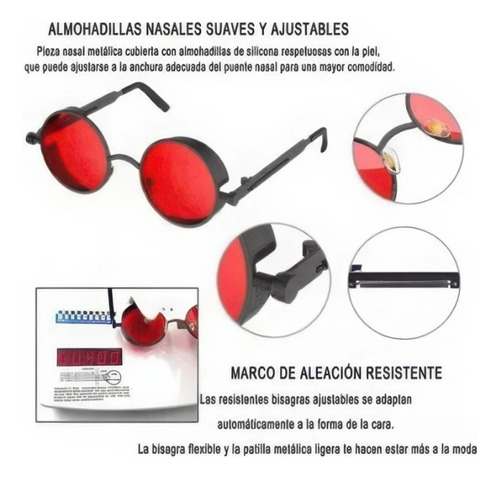 3pc Gafas Steampunk Gafas De Sol Redondas De Metal Espejo Negro Negro Negro Negro