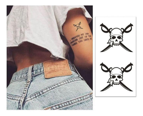 Tatuagem Temporária Cartela Dupla Caveira Pirata