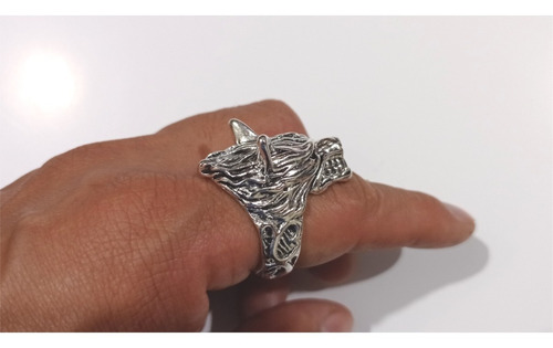 Anillo Cabeza De Lobo - Ajustable Para Hombre O Mujer