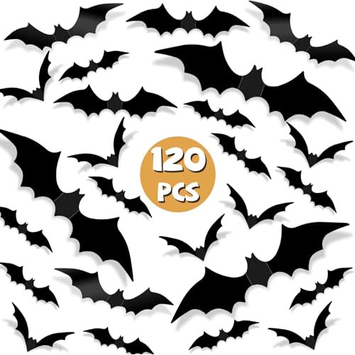 120pcs Bats Halloween Decorations3d Bats Scary Wall ...