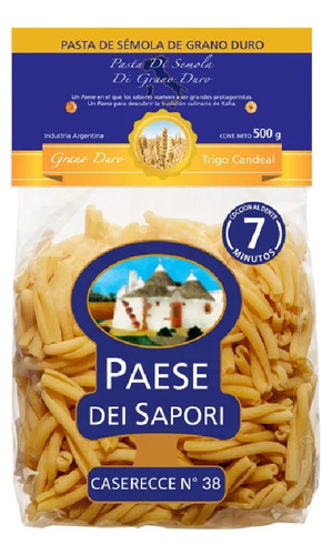 Pasta Paese Dei Sapori Casarecce Nº38 500g - Tienda Deli