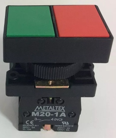 Botão Duplo 22mm Plástico - Verde/vermelho -1na+1nf